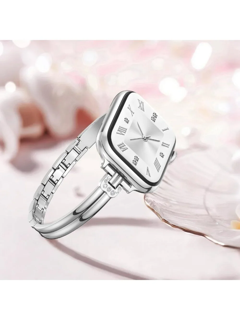 Stylish Slim Metal Watch Band for Women - Bling Diamond Bracelet for iWatch